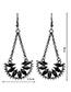 Exaggerated Black Sector Shape Decorated Long Earrings