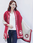 Trendy Red+white Color Matching Decorated Thicken Scarf