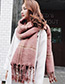 Trendy Gray Tassel Decorated Knitting Thicken Scarf