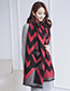 Trendy Dark Red+black V Shape Pattern Decorated Dual Use Scarf