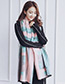 Trendy Pink+blue Color Matching Decorated Thicken Scarf