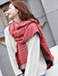 Trendy Plum Red+beige Wave Pattern Ecorated Thicken Dual Use Scarf