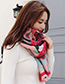 Trendy Red+green Flower Pattern Decorated Thicken Dual Use Scarf
