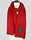Trendy Red Cactus Pattern Decorated Thicken Scarf