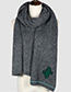 Trendy Gray Cactus Pattern Decorated Thicken Scarf