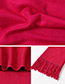 Trendy Plum Red+gray Tassel Decorated Thicken Dual Use Scarf