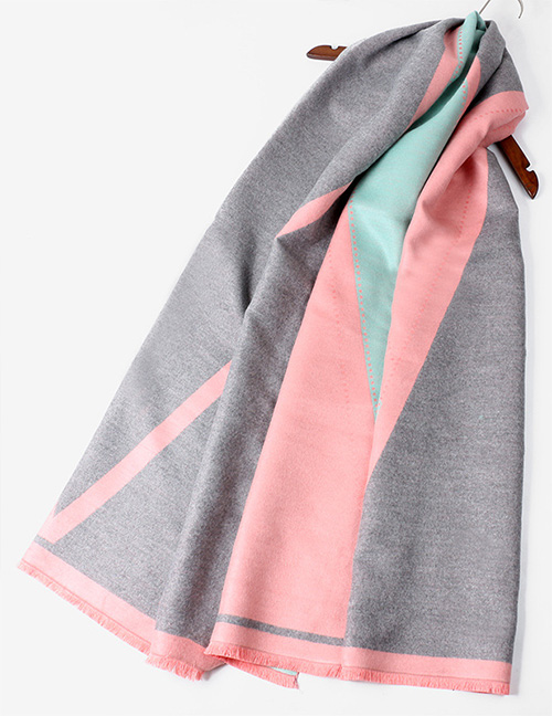 Fashion Dark Gray+pink Color Matching Decorated Dual Use Scarf