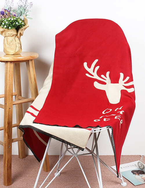 Fashion Red Deer Pattern Decorated Thicken Dual Use Scarf