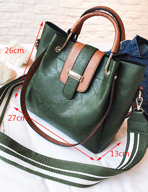Trendy Green Bucket Shape Decorated Shoulder Bag