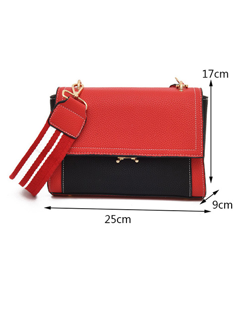 Trendy Red Wide Strap Design Shoulder Bag