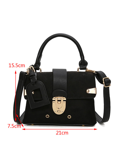 Trendy Black Pure Color Decorated Shoulder Bag
