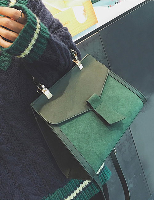 Trendy Green Pure Color Decorated Gradient Design Handbag