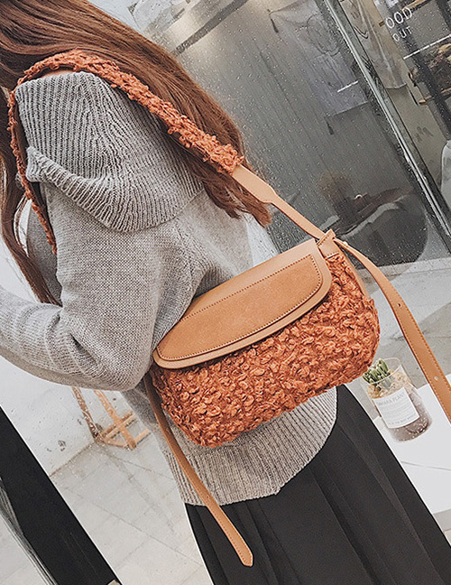 Trendy Brown Pure Color Decorated Shoulder Bag