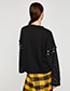 Fashion Black Rivet Pattern Decorated Long Sleevs Blouse
