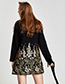 Fashion Black Flower Pattern Decorated Long Sleevs Dress
