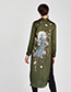 Fashion Olive Pure Color Decorated Long Sleevs Dress