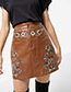 Fashion Brown Rivet&flower Pattern Decorated Skirt