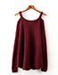 Fashion Claret Red V Ncekline Design Pure Color Sweater
