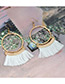 Bohemia Green Hollow Out Decorated Tassel Earrings