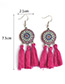 Bohemia Plum-red Color-matching Decorated Tassel Earrings