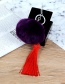 Fashion Plum Red Fuzzy Ball&tassel Decorated Key Chain