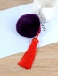 Fashion Plum Red Fuzzy Ball&tassel Decorated Key Chain