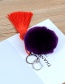 Fashion Navy Fuzzy Ball&tassel Decorated Key Chain