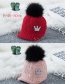 Lovely Red Crown&fuzzy Ball Decorated Child Cap(3-7 Yesrs Old )