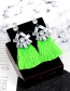 Fashion Green Geometric Shape Diamond Decorated Tassel Earrings