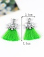 Fashion Green Geometric Shape Diamond Decorated Tassel Earrings