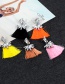Fashion Black Geometric Shape Diamond Decorated Tassel Earrings