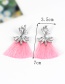 Fashion Pink Geometric Shape Diamond Decorated Tassel Earrings