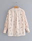 Fashion Light Pink Crane Pattern Decorated Long Sleeves Shirt