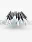 Trendy Blue+white Color Matching Decorated Makeup Brush(12pcs)