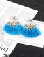 Fashion Blue Flower Decorated Tassel Earrings