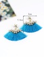 Fashion Khaki Flower Decorated Tassel Earrings
