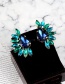 Fashion Green+blue Oval Shape Diamond Decorated Earrings