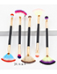 Trendy Yellow+purple Sector Shape Decorated Makeup Brush