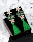 Elegant Khaki Flower Shape Decorated Earrings