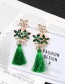 Elegant Green Flower Shape Decorated Earrings
