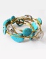 Vintage Light Blue Oval Shape Decorated Bracelet