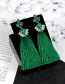 Bohemia Green Oval Shape Diamond Decorated Tassel Earrings