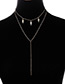 Elegant Gold Color Cross Shape Decorated Double Layer Necklace