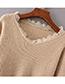 Fashion Beige Lace Shape Decorated Sweater