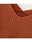 Fashion Claret-red Pure Color Decorated V-neckline Sweater