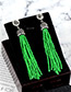 Bohemia Green Round Shape Decorated Long Tassel Earrings