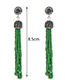 Bohemia Green Round Shape Decorated Long Tassel Earrings