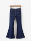 Fashion Dark Blue Pure Color Decorated Bell-bottoms