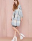 Fashion Light Blue Color-matching Decorated Coat