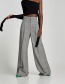 Elegant Gray Pure Color Decorated Ultra-wide-leg Trousers